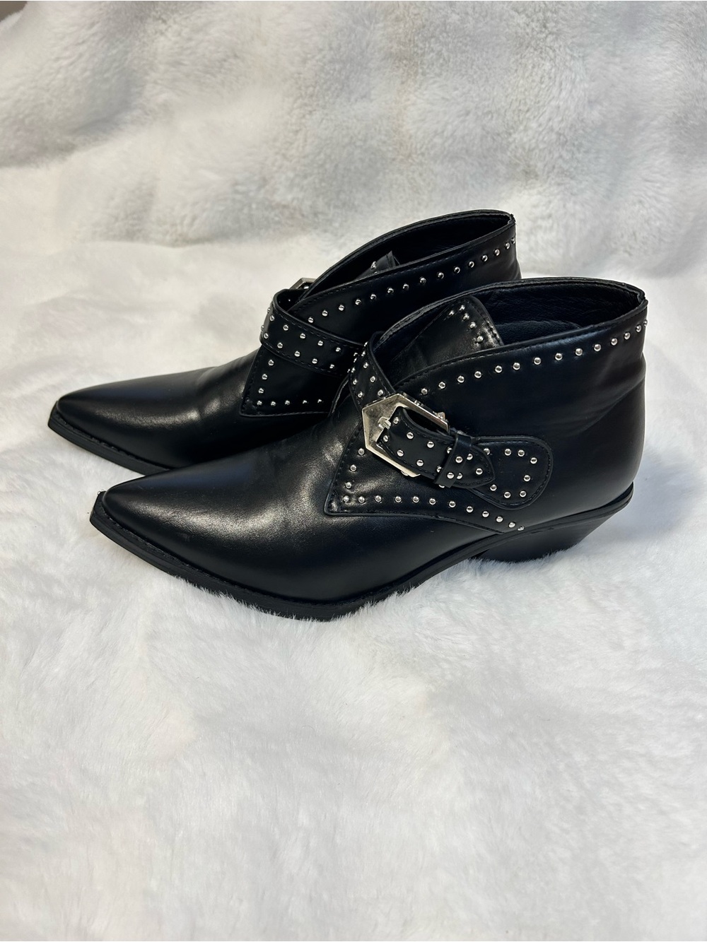 Seven7 Dallas Studded Western Ankle Boots - Black